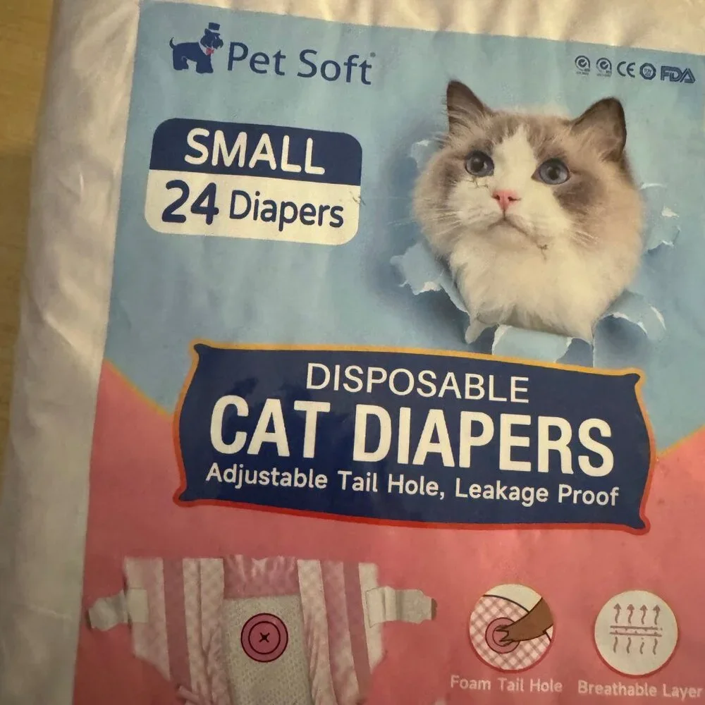 Pet Soft Disposable Cat Diapers 24 Pack Size S